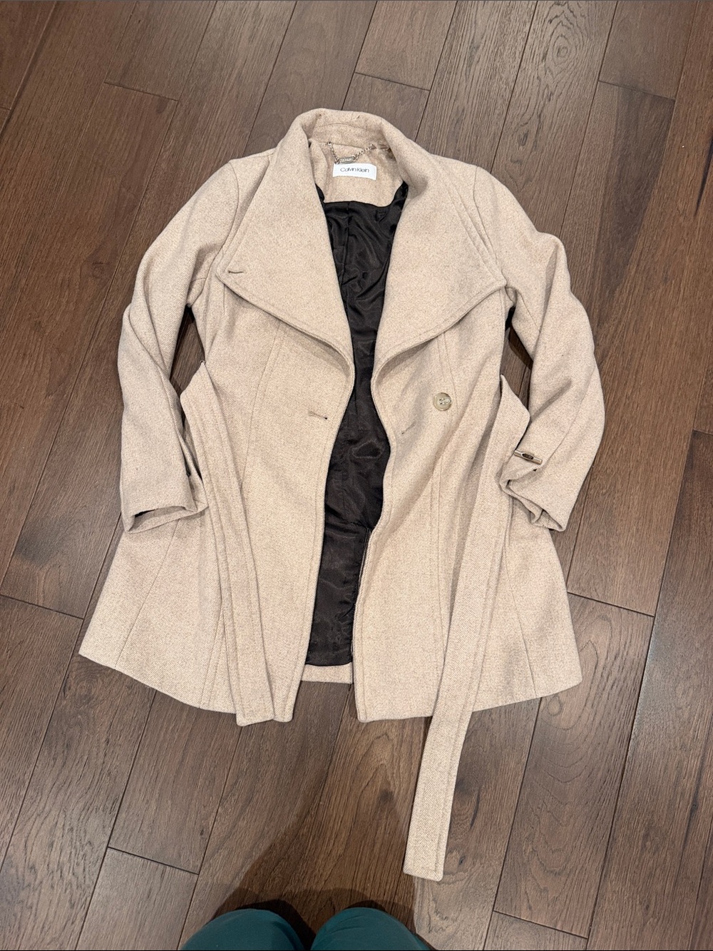 Calvin Klein Beige Wrap Trench Coat with Belt Size Medium Petite - C27-184